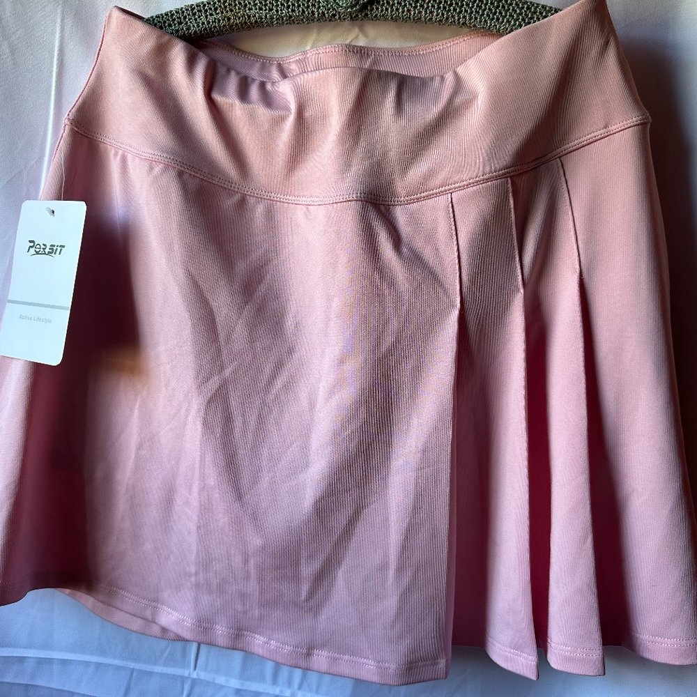 PERSIT Women's High Waisted Pleated Tennis Skirts PINK size S